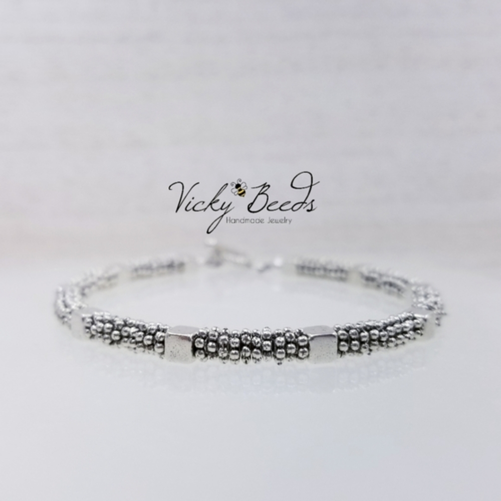 Ladies Handmade Silver Toggle Bracelet